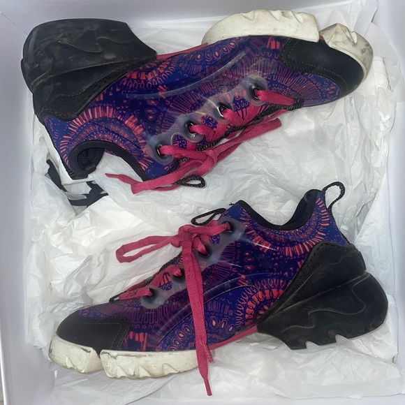 Christian Dior Firework Print D Connect Sneakers Blue Pink Black White Logo 36 - Picture 4 of 9